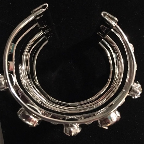 Iridescent rhinestone large cuff bracelet - Picture 5 of 8